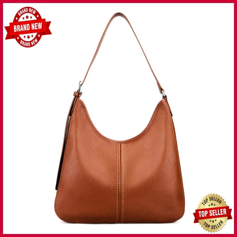 Genuine Leather Hobo Shoulder Bag Adjustable Strap Medium Size